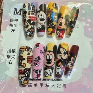 Mickey Mouse Press On Nails Cartoon Disney Inspired Manicure Full Set‎